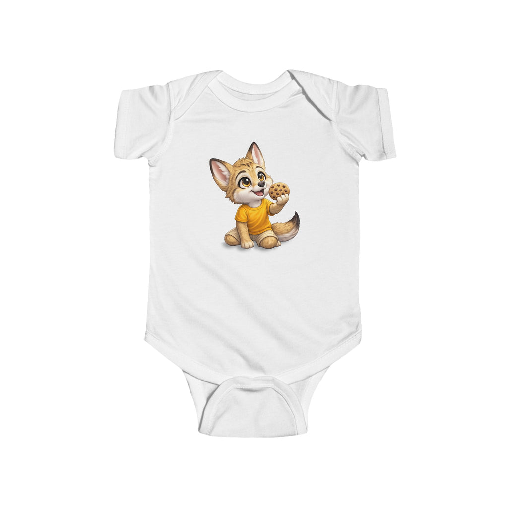 Cute Baby Onesie with Tuwi Coyote Holding Paw — Infant Bodysuit