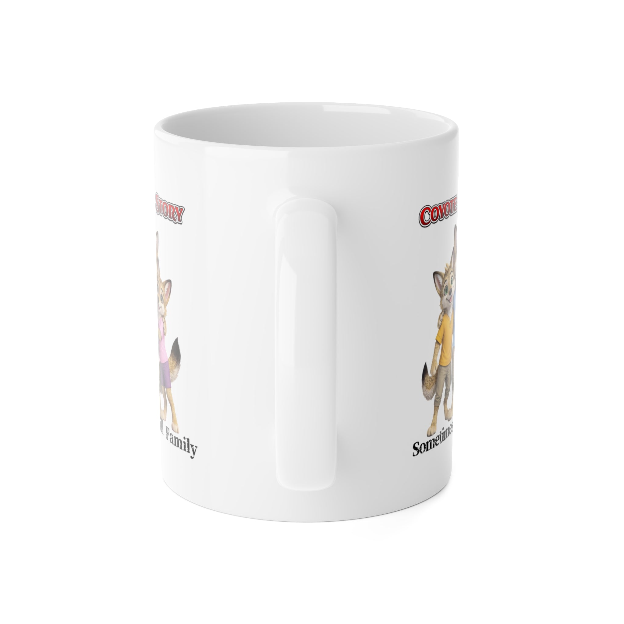 Coyote Story Mug — "Sometimes we get along" Cute Anthropomorphic Family Coffee Cup