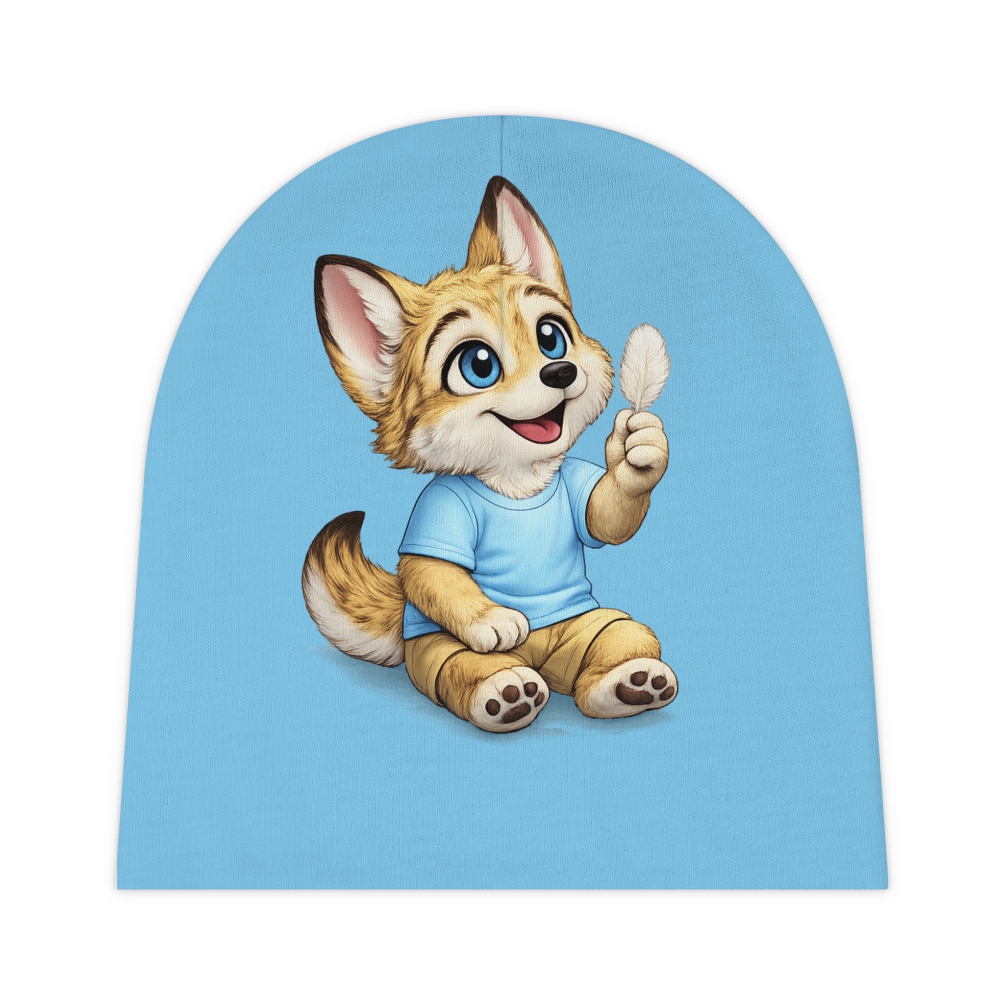 Cute Baby Beanie with Cody Coyote Puppy – Blue Infant Hat