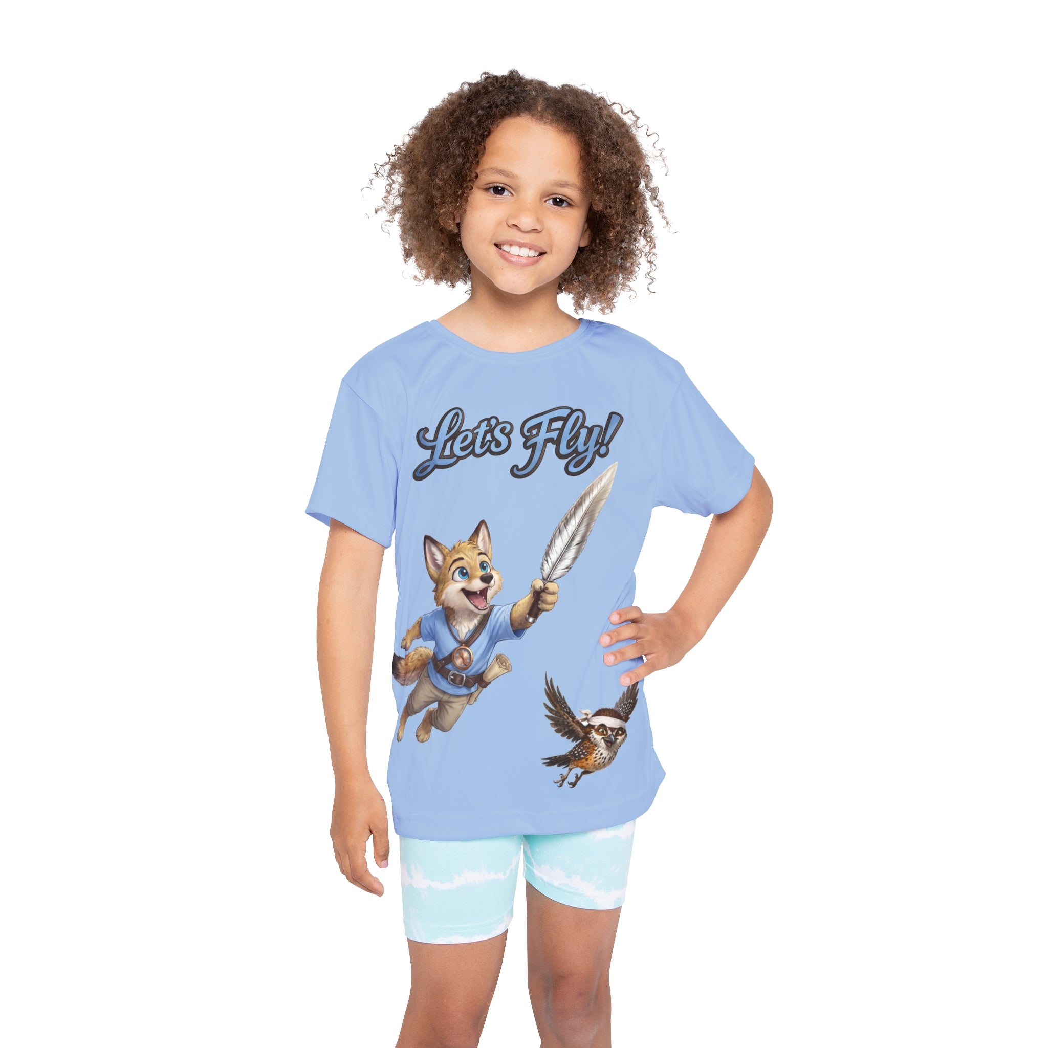 Kids Jersey — "Let's Fly!"  Cody Coyote & Ren Sports Tee